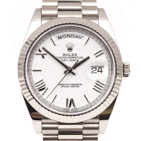 rolex president 40 white gold diamond face|rolex presidential white gold price.